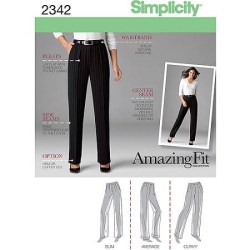 2342 MS MS PETITE PLEAT SLIM,AVERAGE,CURVY PANTS PATTERN 6-14